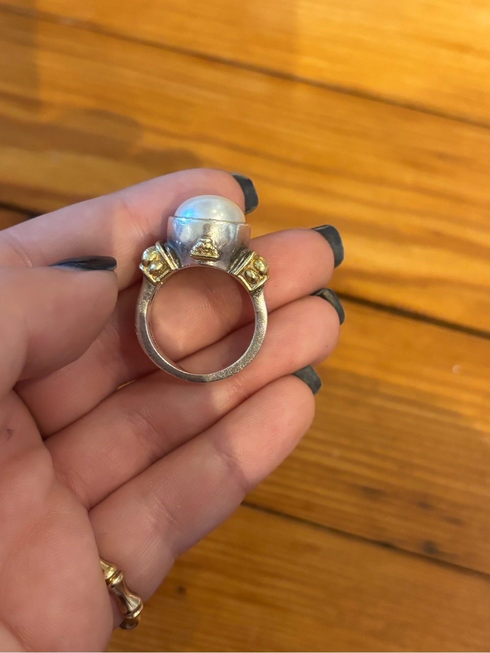 LAGOS Two-Tone Pearl Dome Ring in White and Gold